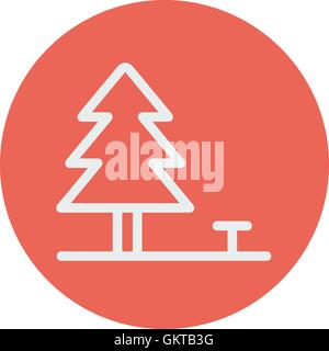 Pine tree thin line icon Stock Vector