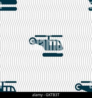 helicopter icon sign. Seamless pattern with geometric texture. Vector Stock Vector