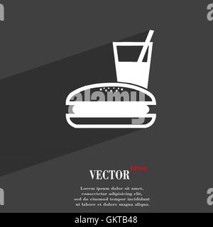 lunch box icon symbol Flat modern web design with long shadow and space for your text. Vector Stock Vector