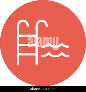 Swimming pool ladder thin line icon Stock Vector