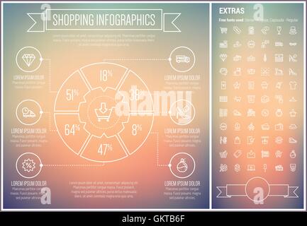 Shopping Line Design Infographic Template Stock Vector