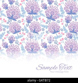 Vector soft purple flowers horizontal border card template Stock Vector