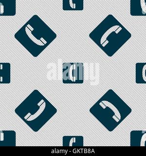 handset icon sign. Seamless pattern with geometric texture. Vector Stock Vector