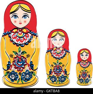 Russian tradition matryoshka dolls. Stock Vector