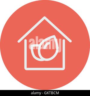 Leaf house thin line icon Stock Vector