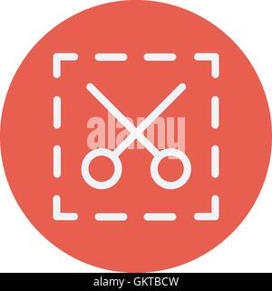 Scissors with cut lines thin line icon Stock Vector