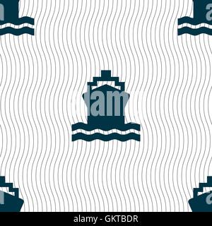 ship icon sign. Seamless pattern with geometric texture. Vector Stock Vector