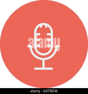 Retro microphone thin line icon Stock Vector