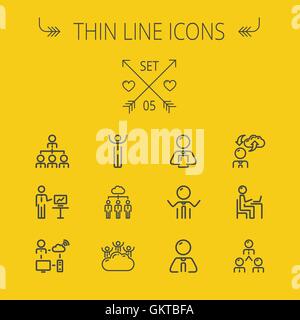 Business thin line icon set Stock Vector