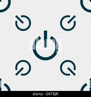 Power icon sign. Seamless pattern with geometric texture. Vector Stock Vector