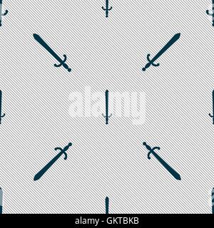 the sword icon sign. Seamless pattern with geometric texture. Vector Stock Vector