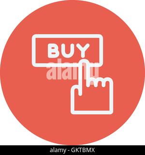 Finger pointing to buy sign thin line icon Stock Vector