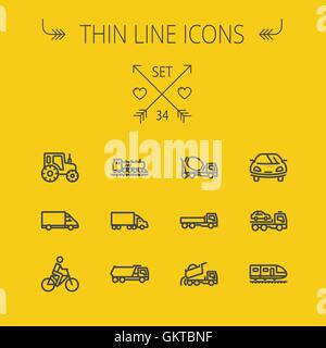 Transportation thin line icon set Stock Vector