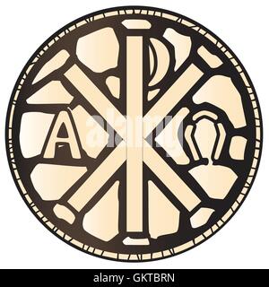 Alpha Omega Stain Glass Stock Vector
