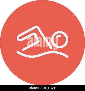 Pool wave thin line icon Stock Vector