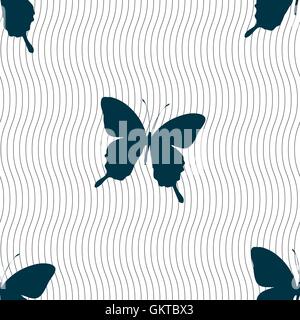 butterfly icon sign. Seamless pattern with geometric texture. Vector Stock Vector