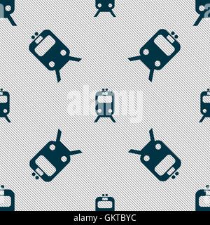 train icon sign. Seamless pattern with geometric texture. Vector Stock Vector