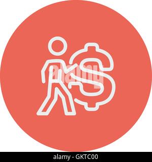 Man with big dollar symbol thin line icon Stock Vector