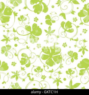 Vector Green Swirly Clover Seamless Pattern Stock Vector
