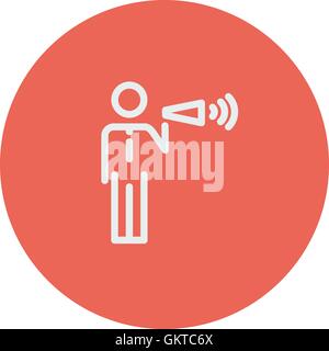 Man with megaphone thin line icon Stock Vector