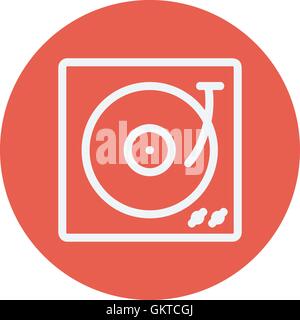 Turntable with vinyl disc thin line icon Stock Vector
