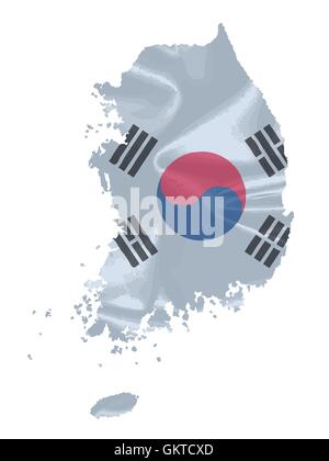 South Korean Flag Map Stock Vector