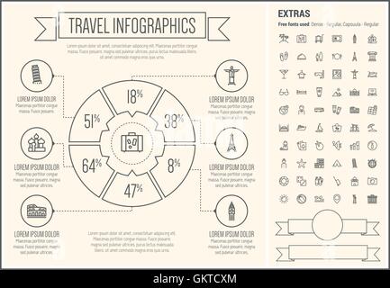 Travel Line Design Infographic Template Stock Vector