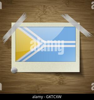 Flags Tuva at frame on wooden texture. Vector Stock Vector