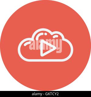 Cloud with arrow pointing to the right thin line icon Stock Vector