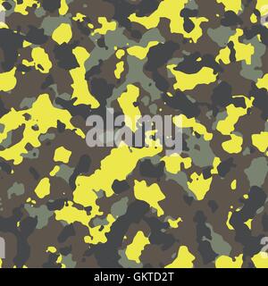 Seamless trendy yellow spots woodland camouflage pattern Stock Vector