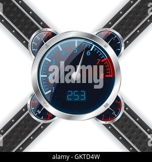 Analog rev counter with digital speedometer Stock Vector