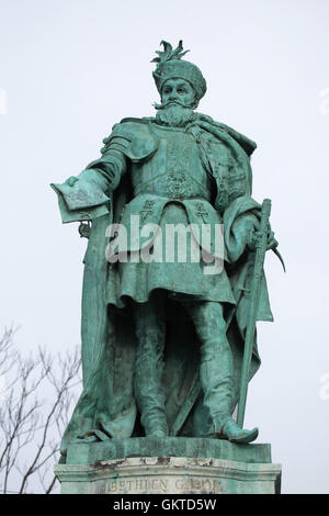 King Gabriel Bethlen of Hungary. Statue by Hungarian sculptor Gyorgy Vastagh on the Millennium Monument in the Heroes Square in Budapest, Hungary. Stock Photo