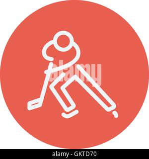 Moving hockey player thin line icon Stock Vector