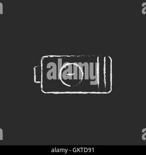 Negative power battery drawn in chalk Stock Vector