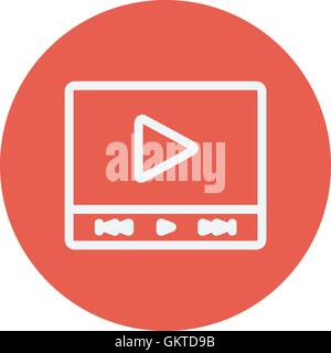 Play sign in movie player thin line icon Stock Vector