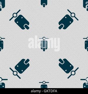 motorcycle icon sign. Seamless pattern with geometric texture. Vector Stock Vector