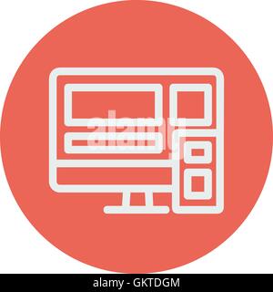 Computer with speaker thin line icon Stock Vector