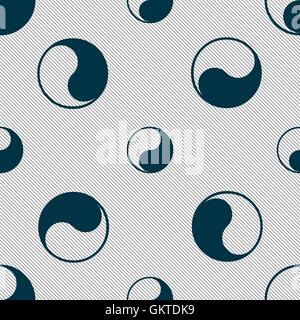 Yin Yang icon sign. Seamless pattern with geometric texture. Vector Stock Vector