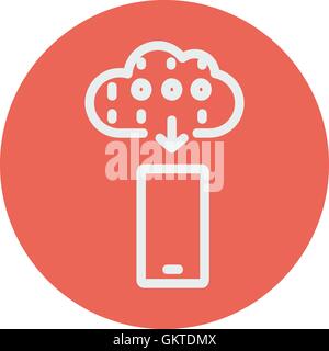 Mobile phone with weather forecast thin line icon Stock Vector