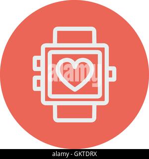 Wristwatch with heart display thin line icon Stock Vector