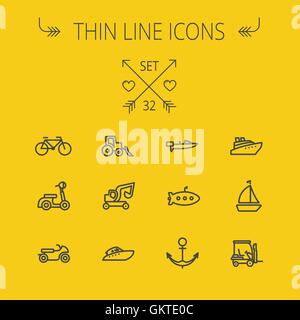 Transportation thin line icon set Stock Vector