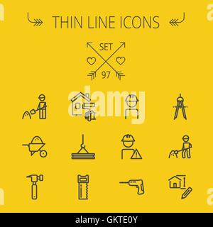 Construction thin line icon set Stock Vector