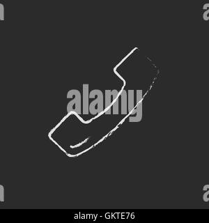 Telephone receiver drawn in chalk Stock Vector