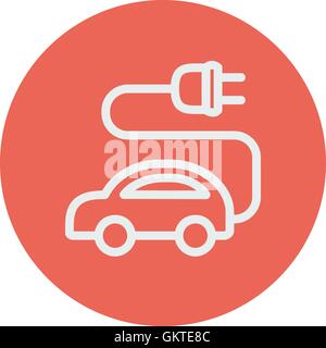 Electric car thin line icon Stock Vector