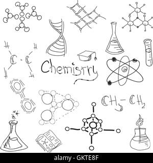 Chemistry symbols with formula on white. Vector illustration Stock Vector