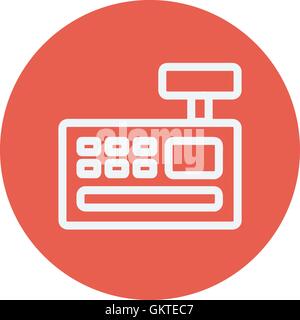 Cash register machine thin line icon Stock Vector