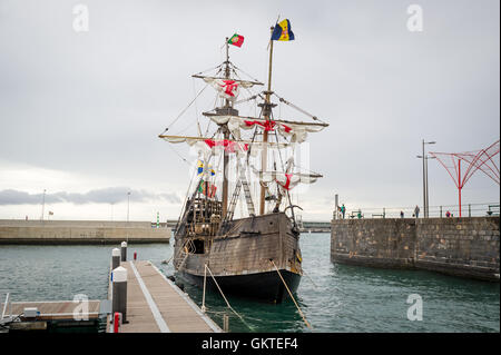 Christopher Columbus flagship Santa Maria replica at Funchal, Madeira. Stock Photo