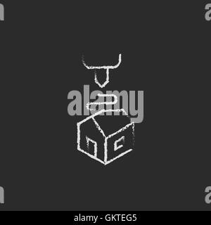 Futuristic 3D printer drawn in chalk Stock Vector