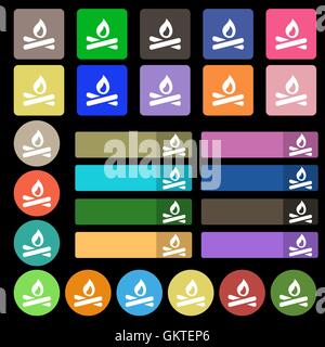 Fire flame  icon sign. Set from twenty seven multicolored flat buttons. Vector Stock Vector