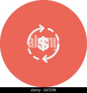 Money dollar symbol with arrow thin line icon Stock Vector